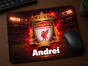 Mouse Pad Personalizat Liverpool – Cu Nume, Design Stadion Fotbal, Cadou pentru Fani