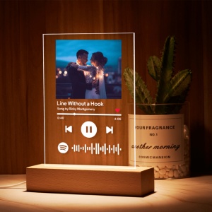 Plachetă LED personalizată stil Spotify cu poză și melodie – cod scanabil Spotify