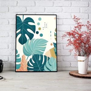Tablou abstract floral modern în nuanțe calde
