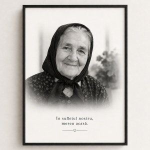 Tablou In Memoriam cu Ramă Personalizat – Poză și Mesaj pentru Persoană Dragă