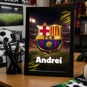 Tablou personalizat FC Barcelona cu nume – cadou pentru fanii Barça