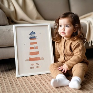 Tablou personalizat pentru camera copilului cu mesaj „Follow the Light” – culori neutre
