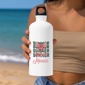 Bidon apă personalizat Summer Vibes cu nume sau mesaj – sticlă reutilizabilă pentru copii și școală
