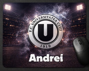 Mouse pad personalizat Universitatea Cluj cu nume – cadou fan „U” Cluj, design stadion premium