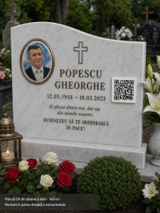 Plăcuță Ceramică Memorială cu Cod QR + Tablou Comemorativ Interactiv – Amintiri Video și Foto Nelimitate | Memorie Digitală Permanentă