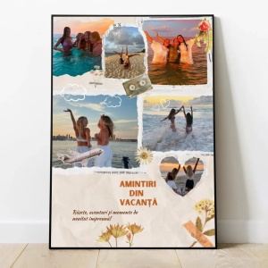 Tablou Personalizat „Amintiri din Vacanță” cu Poză și Mesaj – Cadou Unic pentru Familie sau Cuplu