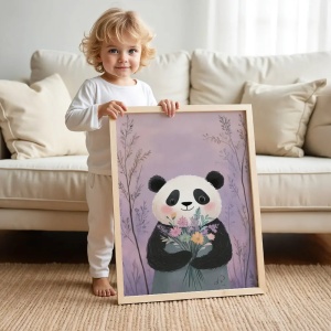 Tablou personalizat pentru camera copilului cu ursuleț – culori pastel