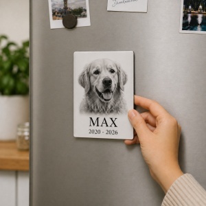 Magnet Frigider Personalizat In Memoriam Animal – Cu Poză, Nume și Date | Amintire de Suflet pentru Câine sau Pisică