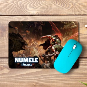 Mouse pad Doom Slayer personalizat cu numele – pad mouse anime 19x27 cm, 3mm, imprimare UV