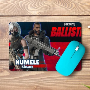 Mouse pad Fortnite Ballistic personalizat cu numele - pad mouse anime 19x27 cm, 3mm, imprimare UV