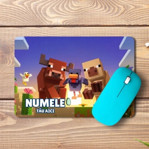 Mouse pad Minecraft personalizat cu numele - pad mouse anime 19x27 cm, 3mm, imprimare UV