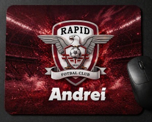 Mouse pad personalizat Rapid București – cu nume, cadou fan fotbal, design stadion premium