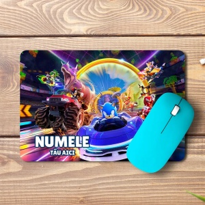 Mouse pad Sonic Racing CrossWorlds personalizat cu numele - pad mouse anime 19x27 cm, 3mm, imprimare UV