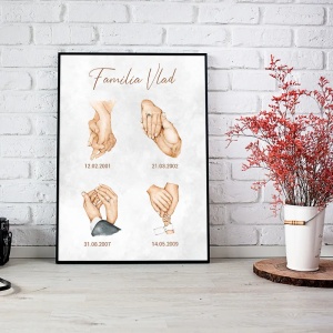 Tablou Personalizat „Amintirile Familiei” – 2 Copii, Colaj cu Poze și Mesaj, Cadou pentru Familie