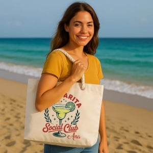 Geantă de plajă Margarita – geantă mare pentru plajă și vacanță cu design tropical