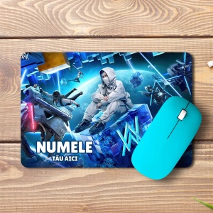 Mouse pad PUBG MOBILE x Alan Walker personalizat cu numele - pad mouse anime 19x27 cm, 3mm, imprimare UV