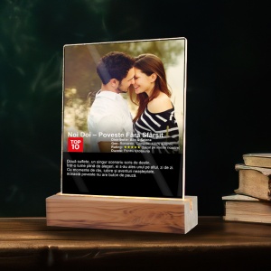 Plachetă LED Personalizată Stil Netflix cu Poză și Text – Cadou Romantic Tip Poster Film, Efect Luminos Premium