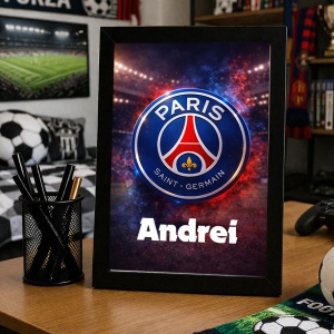 Tablou personalizat Paris Saint-Germain (PSG) cu nume – cadou pentru fanii fotbalului