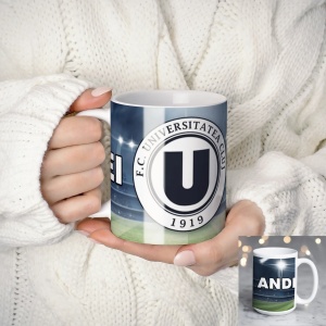 Cană personalizată Universitatea Cluj cu nume sau mesaj – cadou pentru suporteri U Cluj