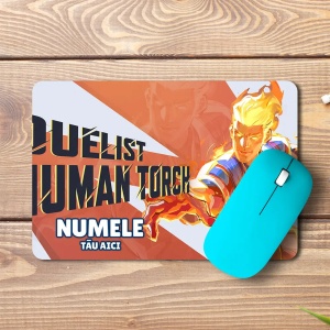 Mouse pad Human Torch personalizat cu numele - pad mouse anime 19x27 cm, 3mm, imprimare UV