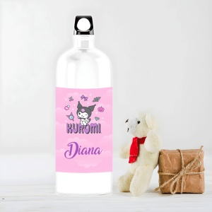 Sticlă de Apă Personalizată Model Kuromi cu Nume – Bidon Copii Cool, Cadou Unic și Rezistent