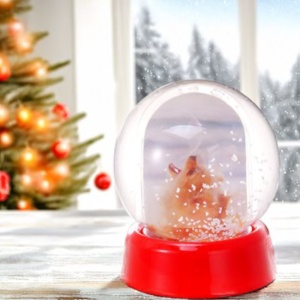 Glob foto personalizat cu zăpadă – glob Crăciun cu poză, sferă decorativă cadou