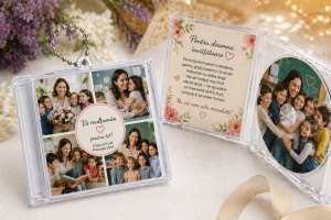 Mini album foto personalizat cu NFC – cadou emoțional cu poze, video și pagină online permanentă