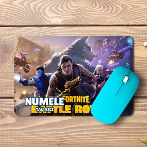 Mouse pad Fortnite Battle Royale personalizat cu numele - pad mouse anime 19x27 cm, 3mm, imprimare UV