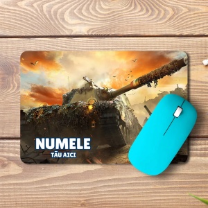 Mouse pad World of Tanks Modern Armor Wallpaper personalizat cu numele - pad mouse anime 19x27 cm, 3mm, imprimare UV