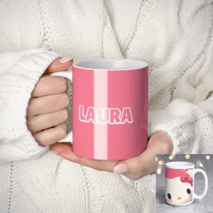 Cană personalizată Hello Kitty cu nume sau mesaj – cadou kawaii pentru fete și copii