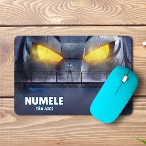 Mouse pad PUBG Mobile x Godzilla personalizat cu numele - pad mouse anime 19x27 cm, 3mm, imprimare UV