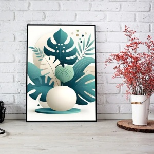 Tablou abstract cu flori stil modern pentru casă
