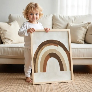 Tablou Chocolate Pastel – Curcubeu Model 01, Decor Delicat în Culori Neutre pentru Camera Copilului sau Bebelușului