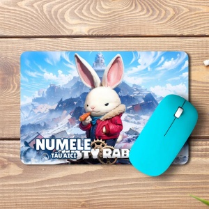 Mouse pad Rusty Rabbit personalizat cu numele - pad mouse anime 19x27 cm, 3mm, imprimare UV