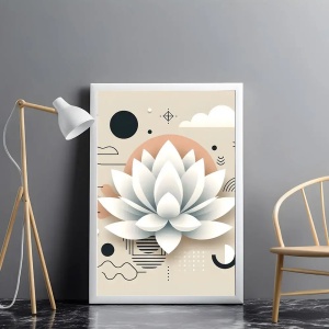 Tablou abstract floral în culori delicate pentru perete