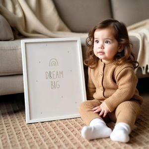 Tablou Colecția Neutral – Model „Dream Big”, Decor Motivațional în Culori Neutre pentru Dormitor, Living sau Cameră Copil