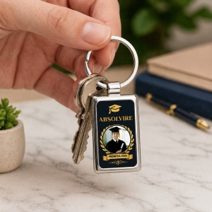 Breloc Personalizat Absolvire cu Poză și Nume – Cadou Absolvire Gimnaziu, Liceu sau Facultate