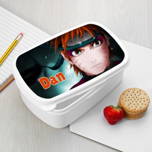 Caserolă Mic Dejun Personalizată cu Naruto Uzumaki și Nume – Cutie Prânz Copii Anime, Stil Ninja pentru Școală