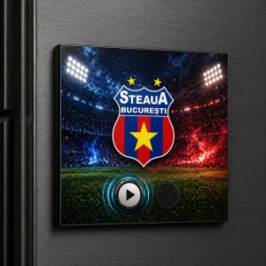 Magnet personalizat cu sunet pentru pasionații de fotbal – cadou fan echipă cu imn, mesaj sau galerie audio