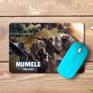 Mouse pad Monster Hunter Wilds personalizat cu numele - pad mouse anime 19x27 cm, 3mm, imprimare UV