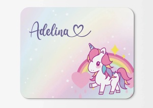 Mouse pad personalizat Rainbow Unicorn – pad mouse anime 19x27 cm, 3mm, imprimare UV