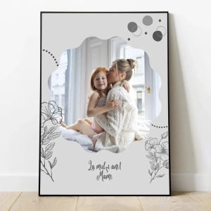Tablou Personalizat „La Mulți Ani Mami” – Model Mirror, Cadou Elegant pentru Mama cu Poză și Mesaj