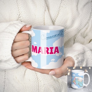 Cană personalizată Cinnamoroll cu nume sau mesaj – cadou kawaii pentru fete și copii