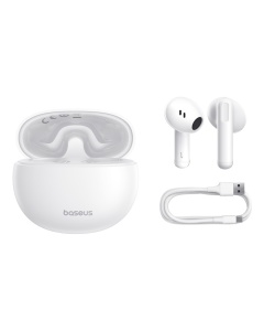 Căști Baseus Bluetooth TWS Bowie E12 albe – căști wireless cu stație de încărcare