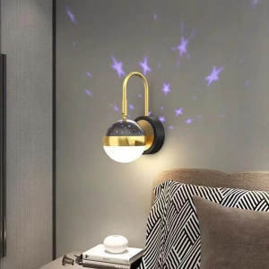Aplica LED Sterling Negru Auriu, Perete Stele 8W
