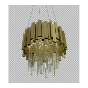 Candelabru de Cristal Auriu pe Lanț D300 GOLD 3xE14/40W - Img 2