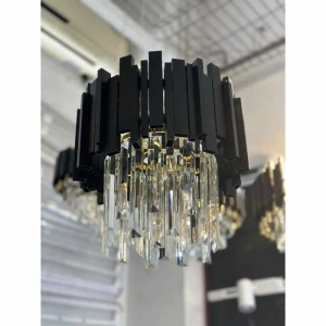 Candelabru de Cristal pe Lanț Negru D300 3xE14/40W