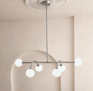 Lustra Argintie Oriante 6 Globuri Albe L1130