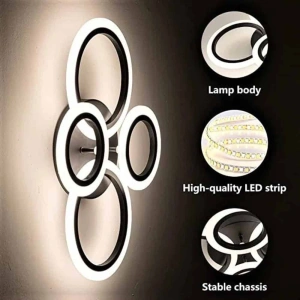 Lustra LED Elytria Black 4 cercuri Telecomanda 72W - Img 4
