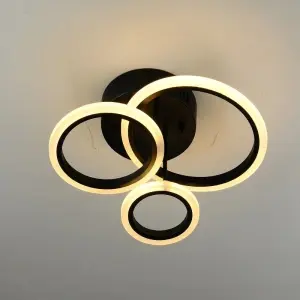 Lustra LED Ilyria Black 3 Circle 74W Telecomanda - Img 3